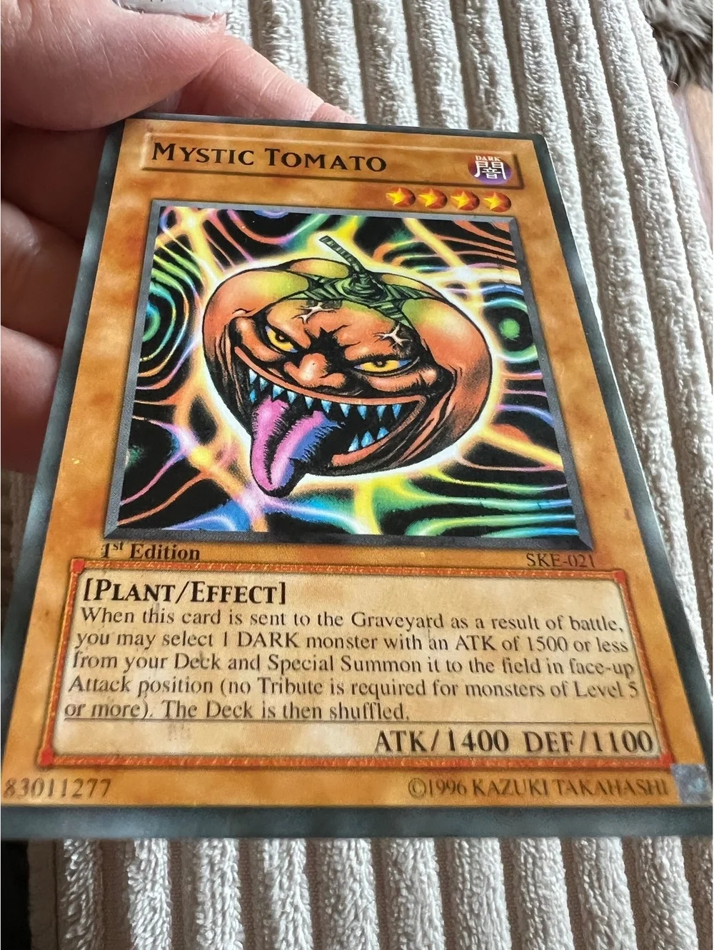 Yu-Gi-Oh! Card Holo 1st edition super rare Mystic Tomato